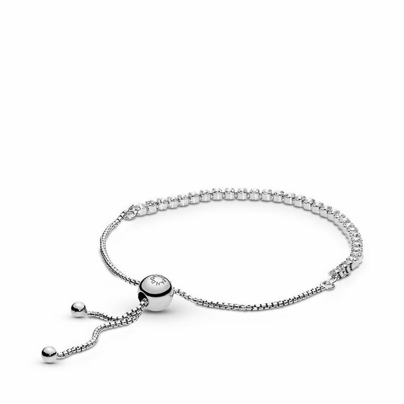 Pandora Sparkling Slider Tennis Bracelet - Sterling Silver/Silicone/Cubic Zirconia - Canada | CR9538